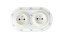 Keramická dvojnásobná zásuvka/vypínač, bílá malovaná, POMNĚNKY