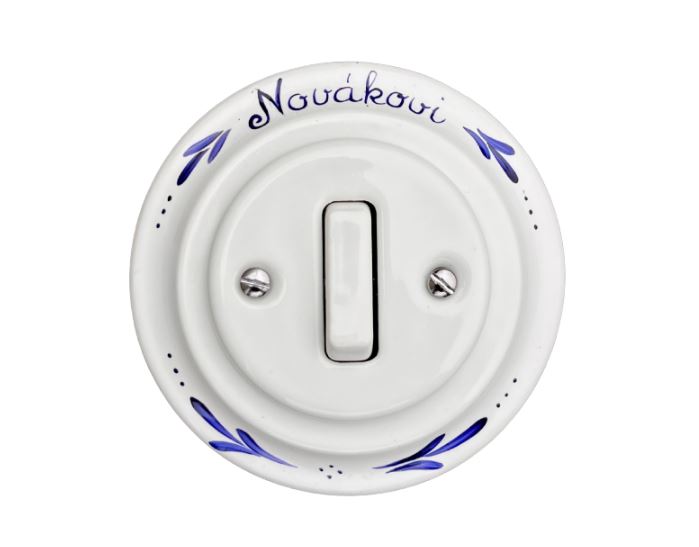 Keramický zvonkový vypínač, bílý malovaný