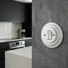 Keramický kolébkový vypínač, č. 5 (6+6), bílý