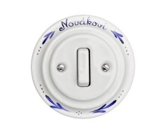 Keramický zvončekový vypínač, biely maľovaný