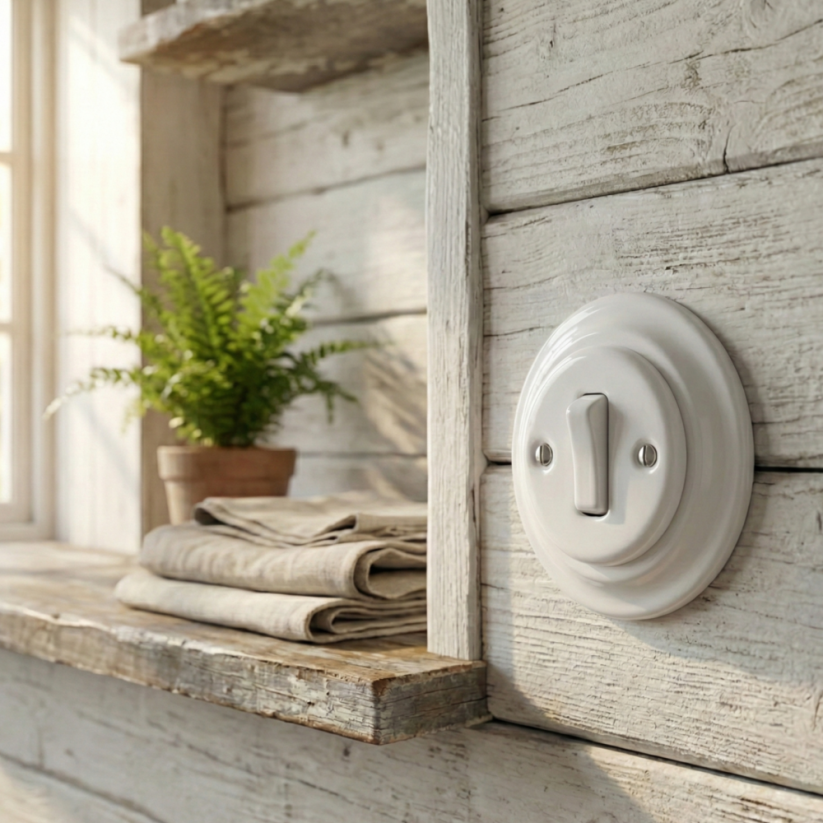 Keramický kolébkový vypínač, č. 1, bílý