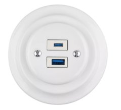 Keramická zásuvka USB-A/C, biela