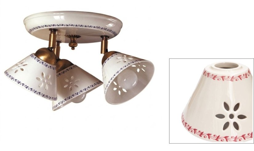 Keramické trojité stropní svítidlo Foglie 2025.3 - ČERVENÉ