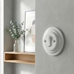 Keramický kolébkový vypínač, č. 6, bílý