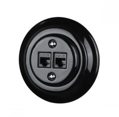 Keramická datová zásuvka RJ45 CAT6B, SET, černá, s rámečkem
