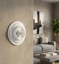 Keramický otočný vypínač, č. 5, biely