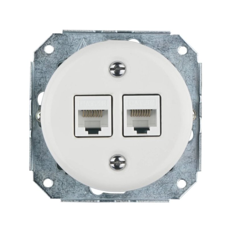 Keramická datová zásuvka RJ45 CAT6W-S, SET, bílá, bez rámečku Keramická datová zásuvka RJ45 CAT6W-S, SET, bílá, bez rámečku