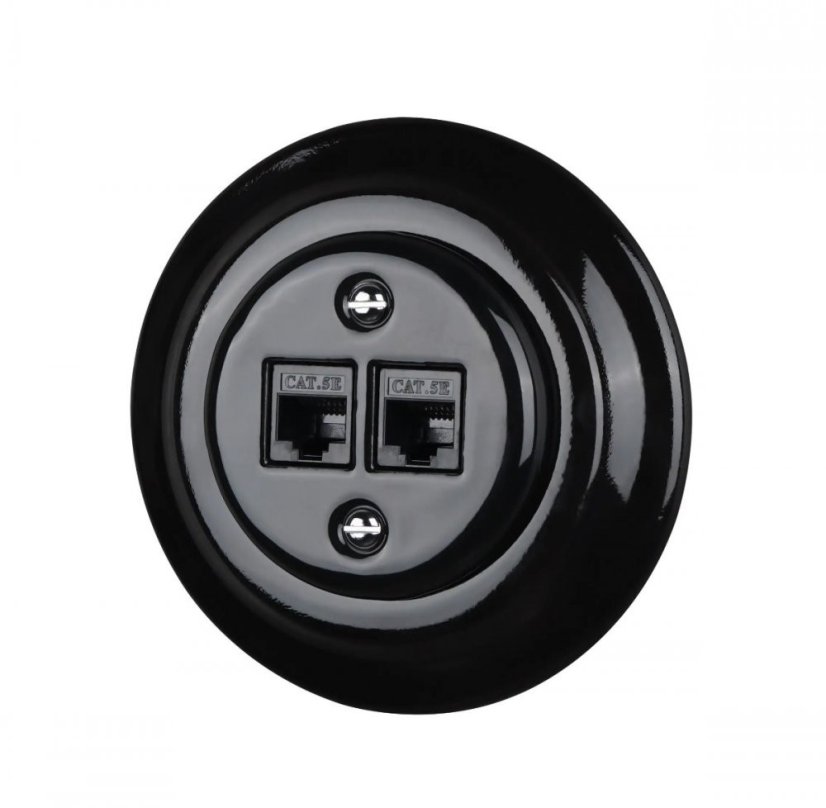 Keramická datová zásuvka RJ45 CAT6B, SET, černá, s rámečkem