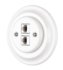 Keramická datová zásuvka RJ45 CAT6W, SET, bílá, s rámečkem