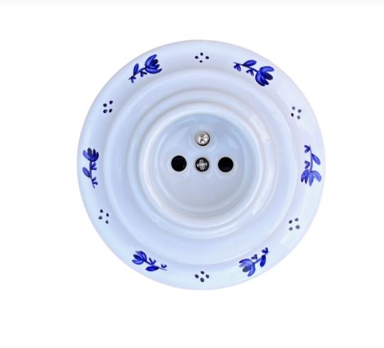 Keramická zásuvka, biela maľovaná, motív kvietku - Vzor malovaného rámečku: Lístky - malované