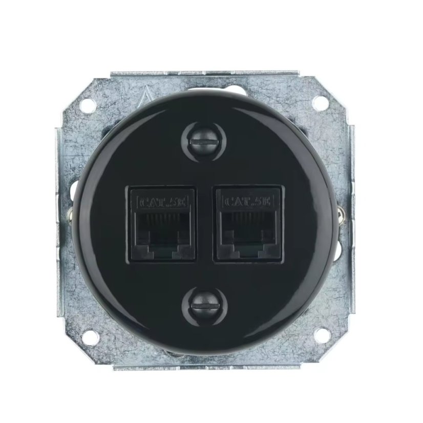Keramická datová zásuvka RJ45 CAT6B-S  SET, černá, bez rámečku